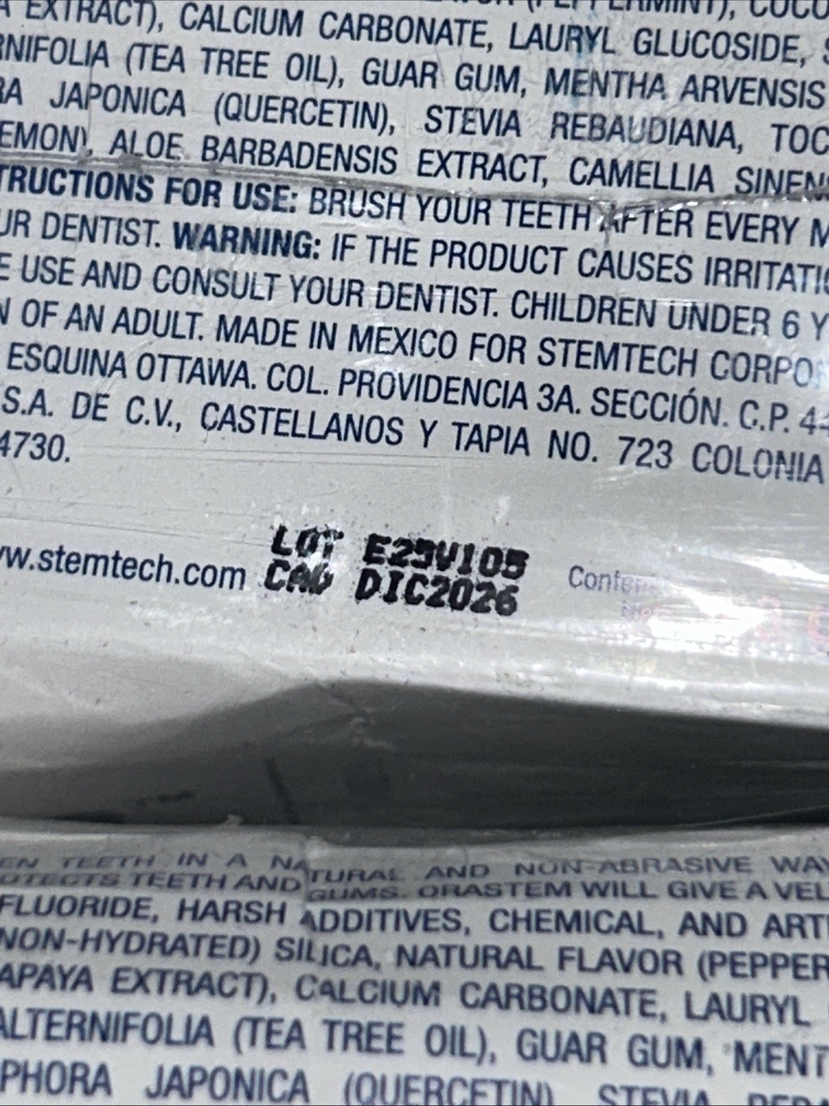 4 Sealed Orastem Fluoride Free Toothpaste 3.5 Oz, Damaged Packaging