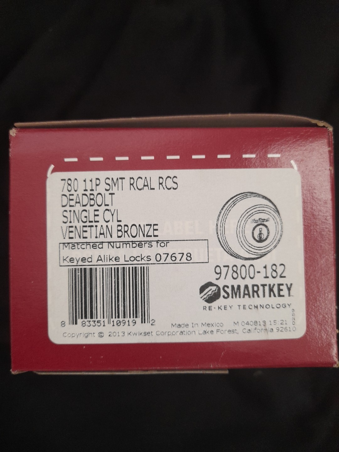 Kwikset 780 11PSMTSingle Cylinder Deadbolt featuring SmartKey in Venetian Bronze