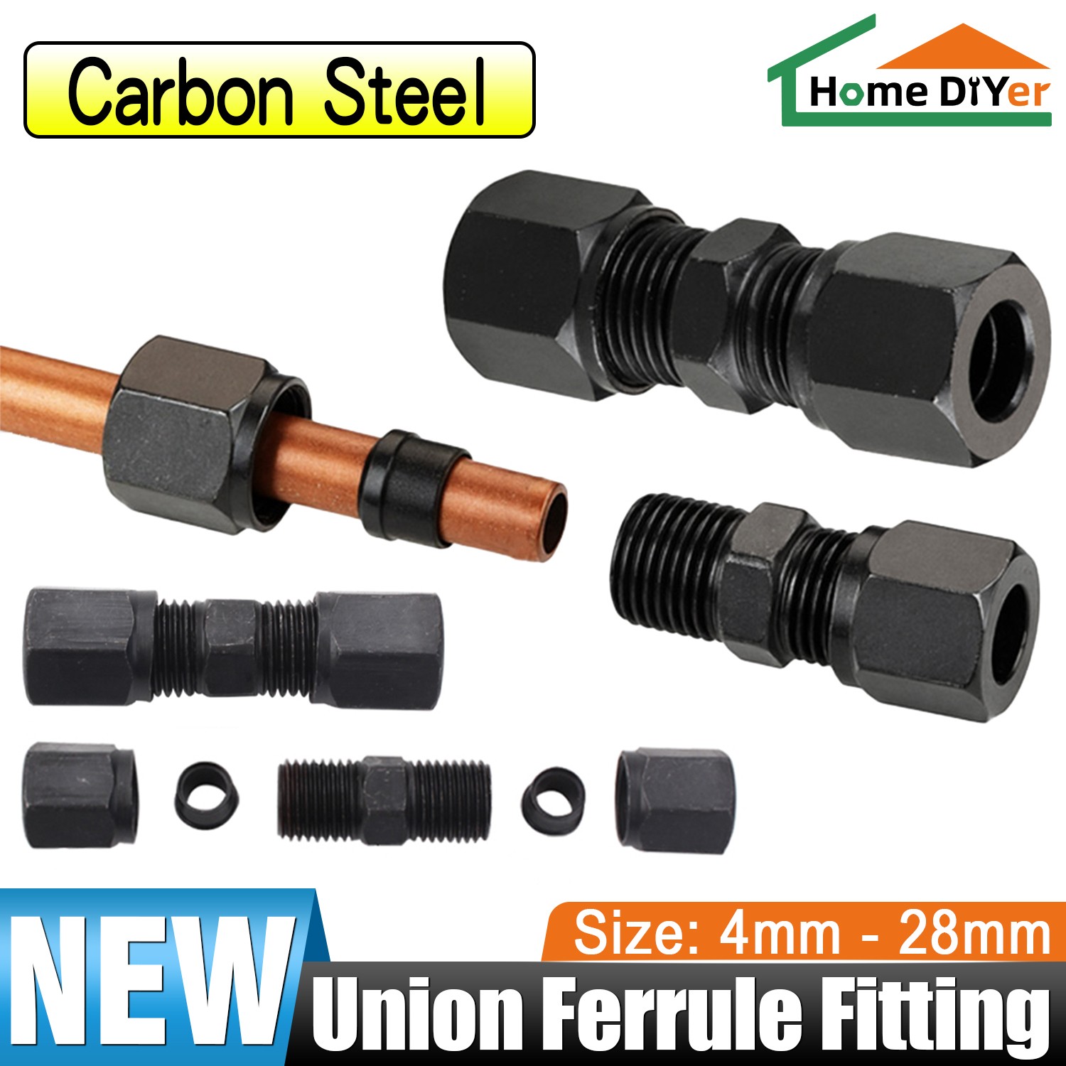 Carbon Steel Compression Twin Ferrule Fitting 4-28mm Tube OD Male Pipe Connector