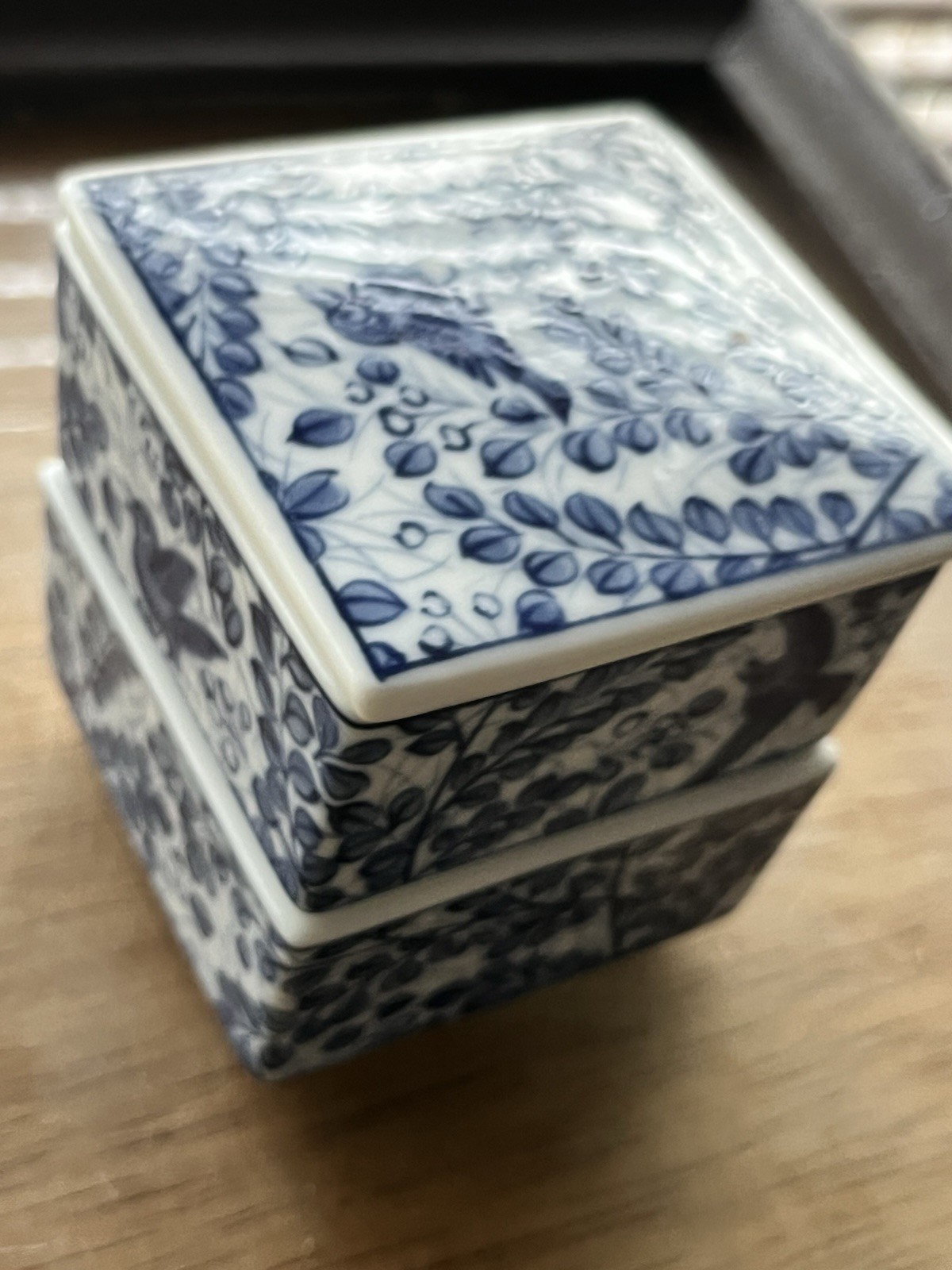 Ryuho Kiln Having Porcelain Two Tiered Condiment Bento Trinket  Bluebird Box