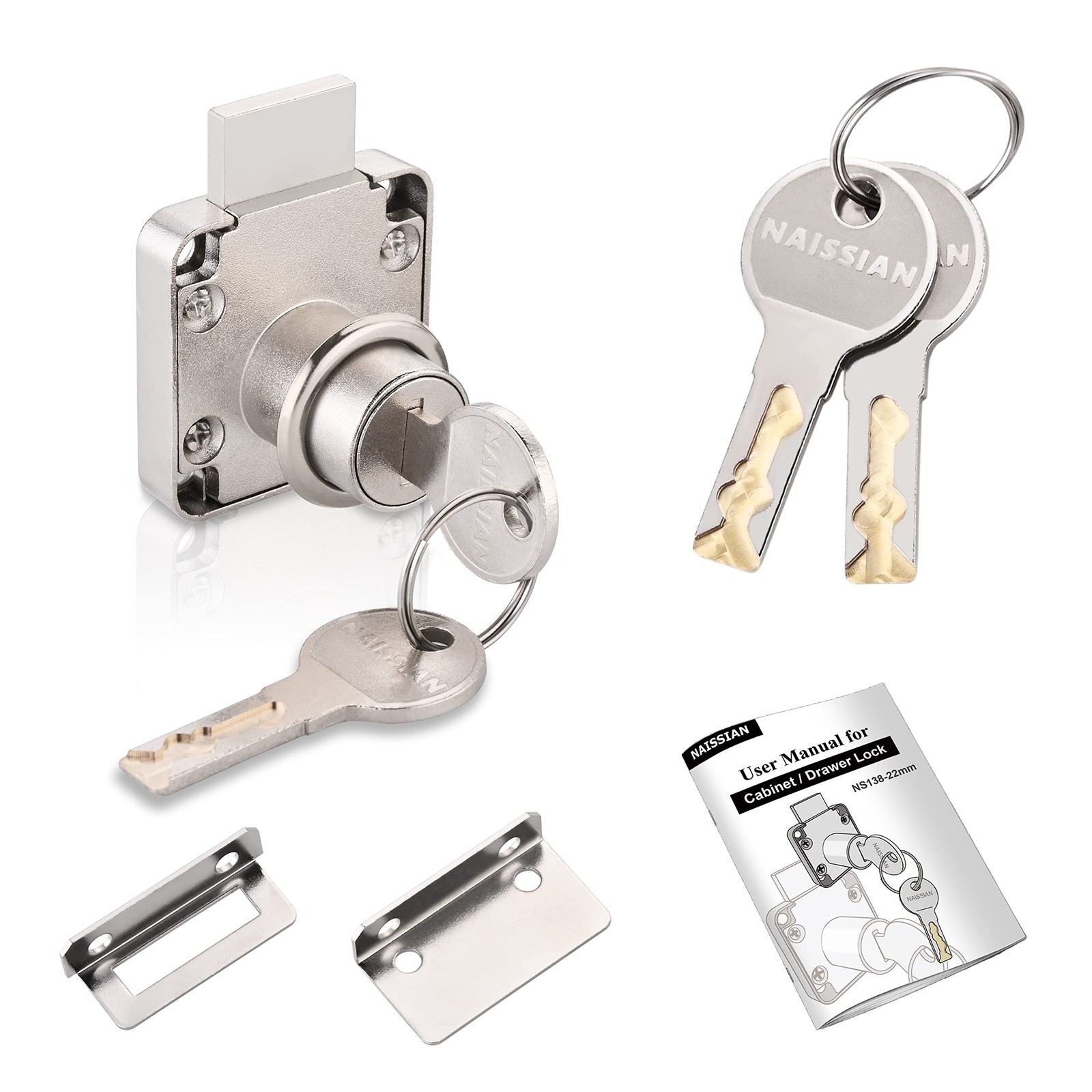 Cabinet Locks with Keys, Home Desk Lock for Drawer 7/8" Office Furniture Draw...