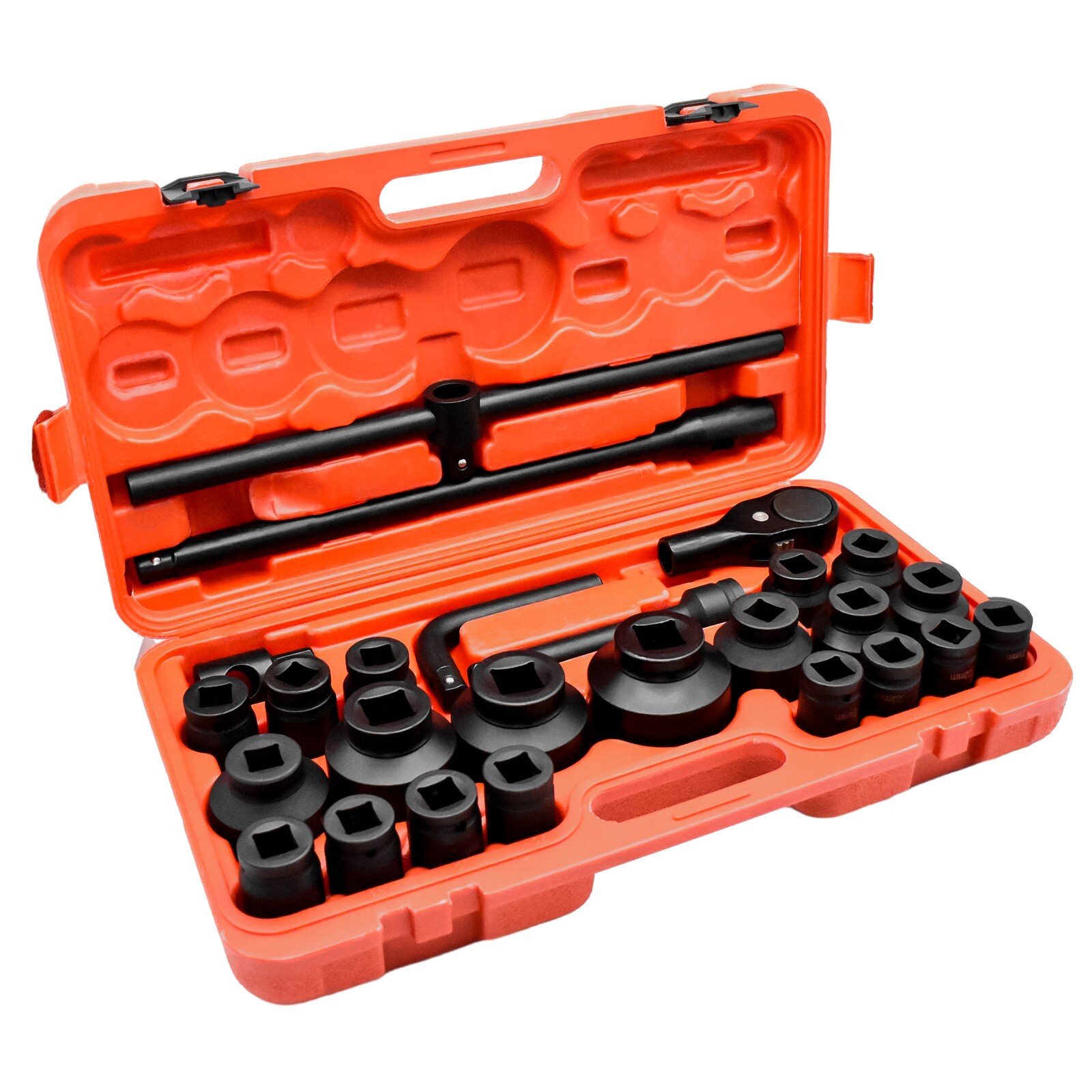 27pcs 3/4" Drive 6pt Pneumatic Impact Socket Sets Deep Socket Set Metric 21-65mm