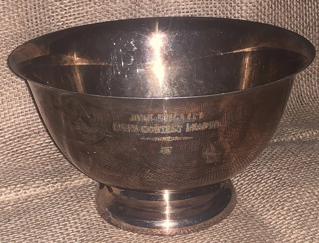 Vtg Sheridan ‘John Stigaard Lives Contest Leader ‘65’ Revere Bowl Trophy 7”D 4”T