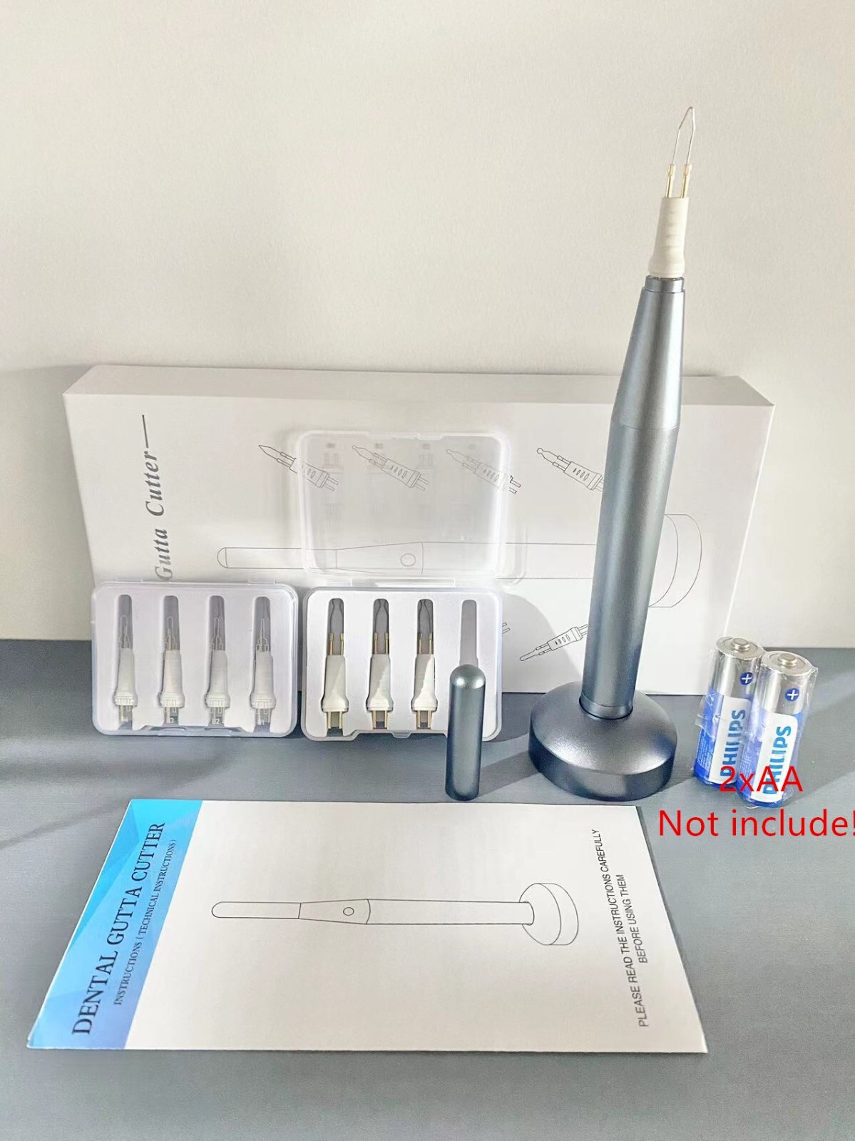 Cordless Dental Gutta Percha Cutter with 8 Tips Endo Heater fit 2x AA Batteries