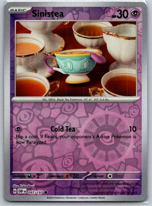 Sinistea 097/197 Common Obsidian Flames Pokemon Reverse Holo Near Mint