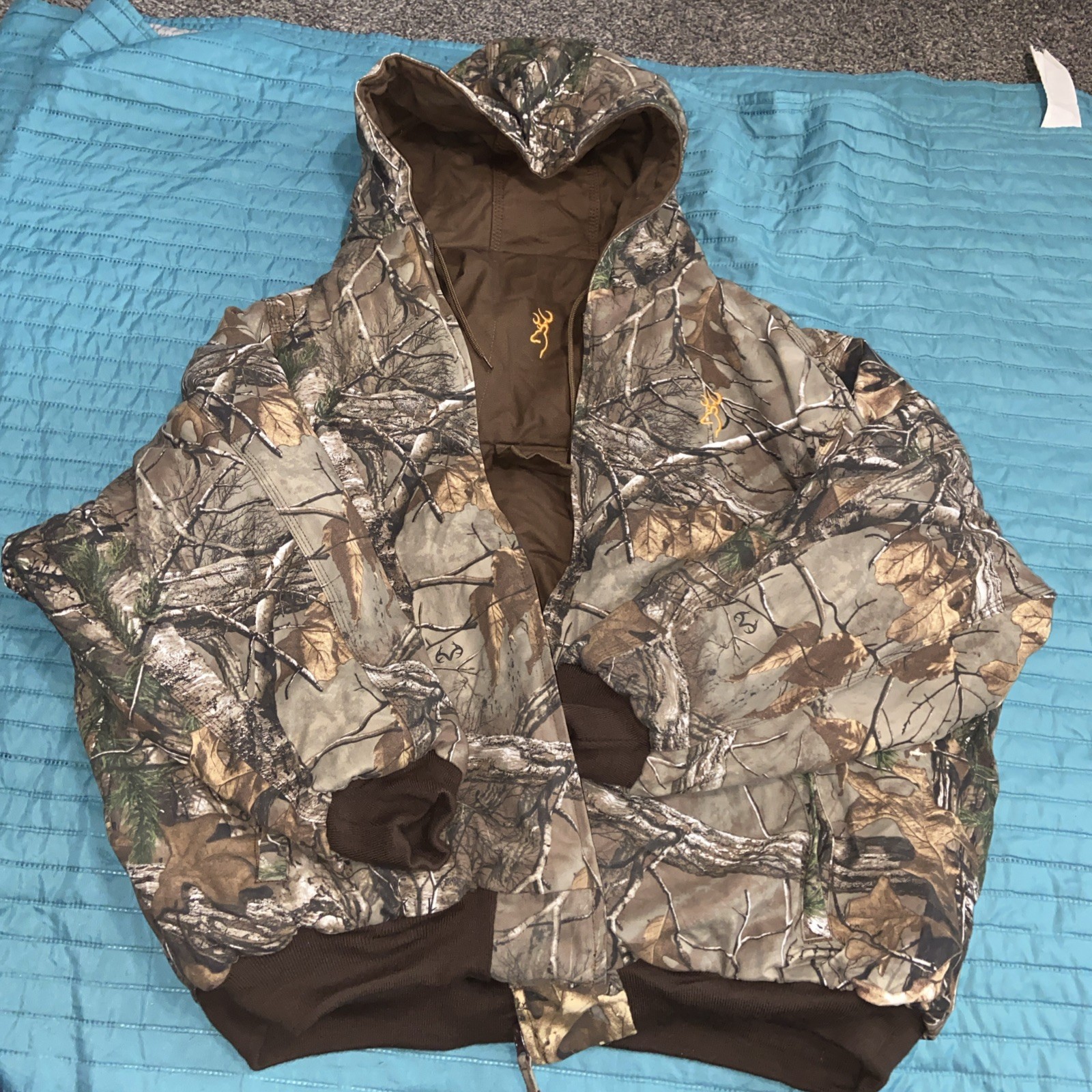 Browning Reversible Camo Hunting Jacket 3XL Brown Realtree Edge Hooded Workwear
