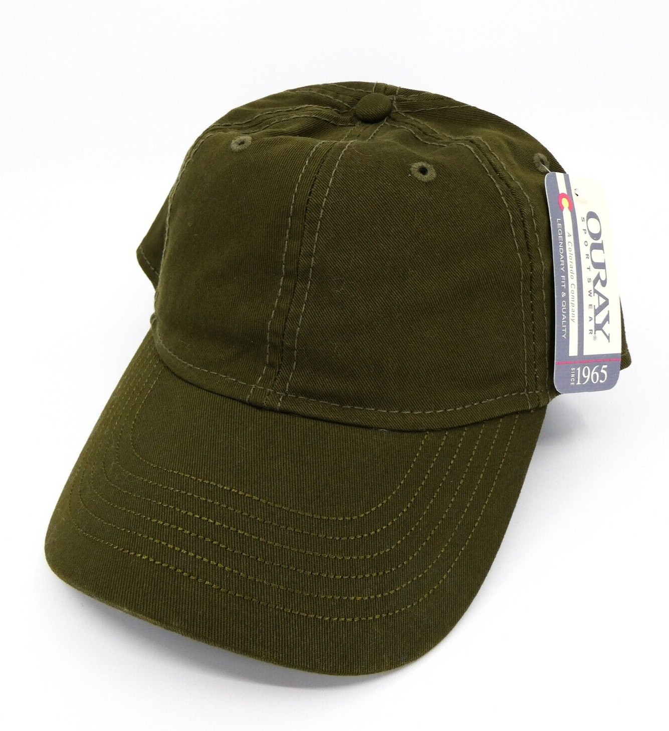 Ouray Sportswear Hat Mens One Size Olive Green Cotton Adjustable Baseball Cap