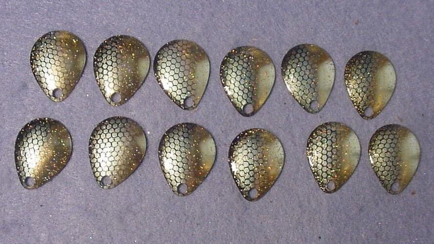 12 ~ Worth Mfg #3 Colorado Custom Paint ~Green Shiner~ Spinnerbait Blades