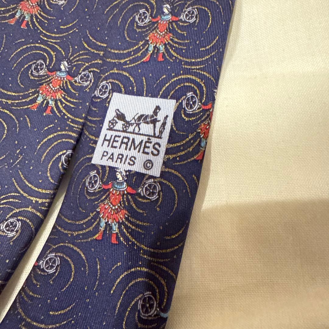 Rare HERMES Tie Octopus Pattern Navy