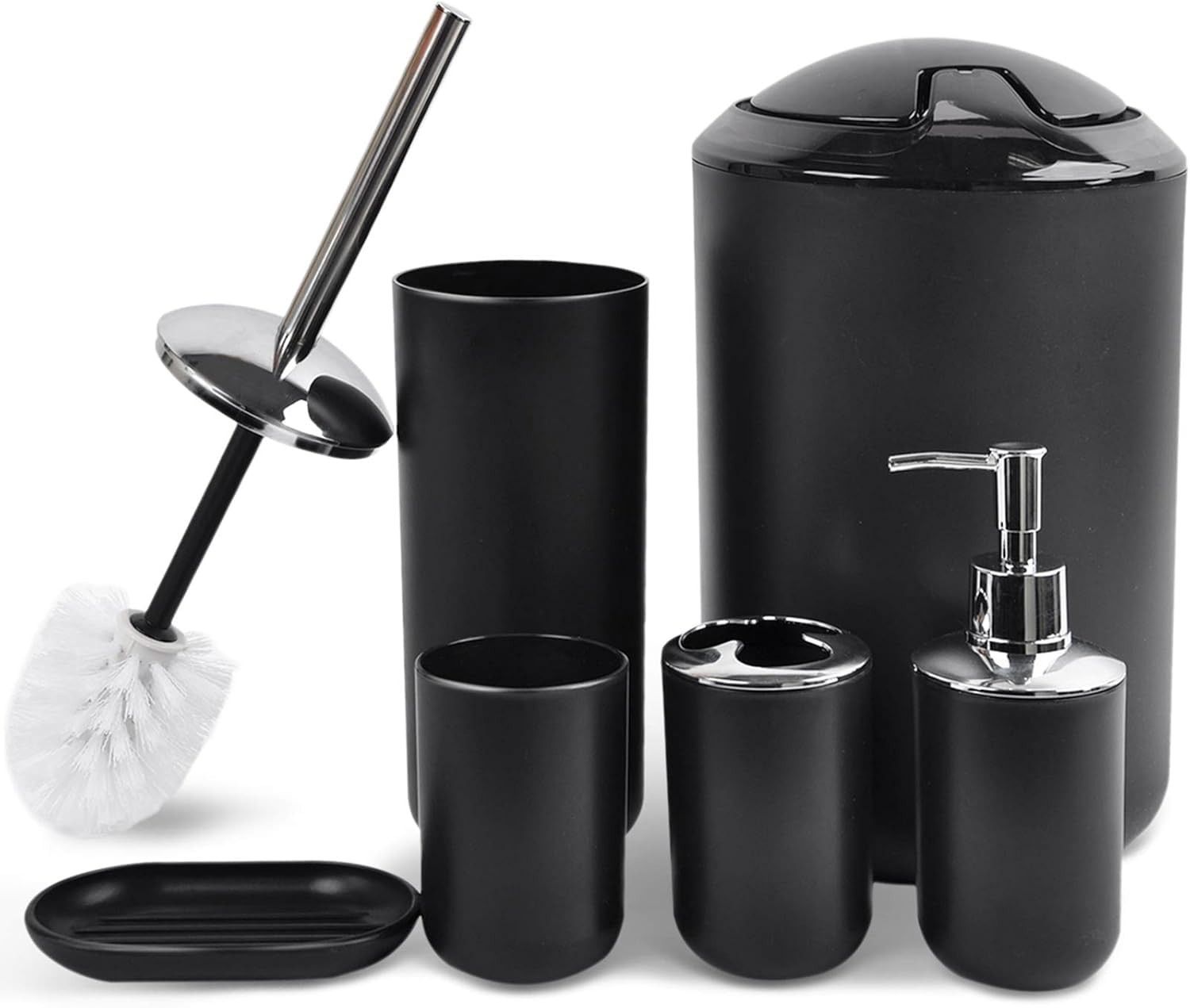 Bathroom Accessories Set 6 Piece Bath Ensemble Includes Soap Dispenser, Tooth...