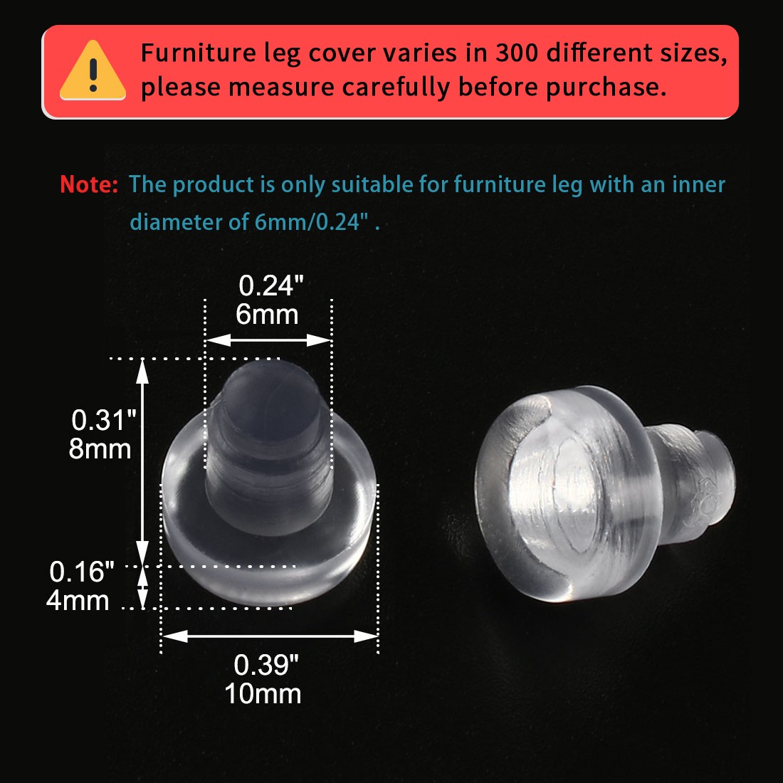 32pcs 6mm Soft Clear Flat Stem Bumpers Glide, Patio Outdoor Furniture Table Top