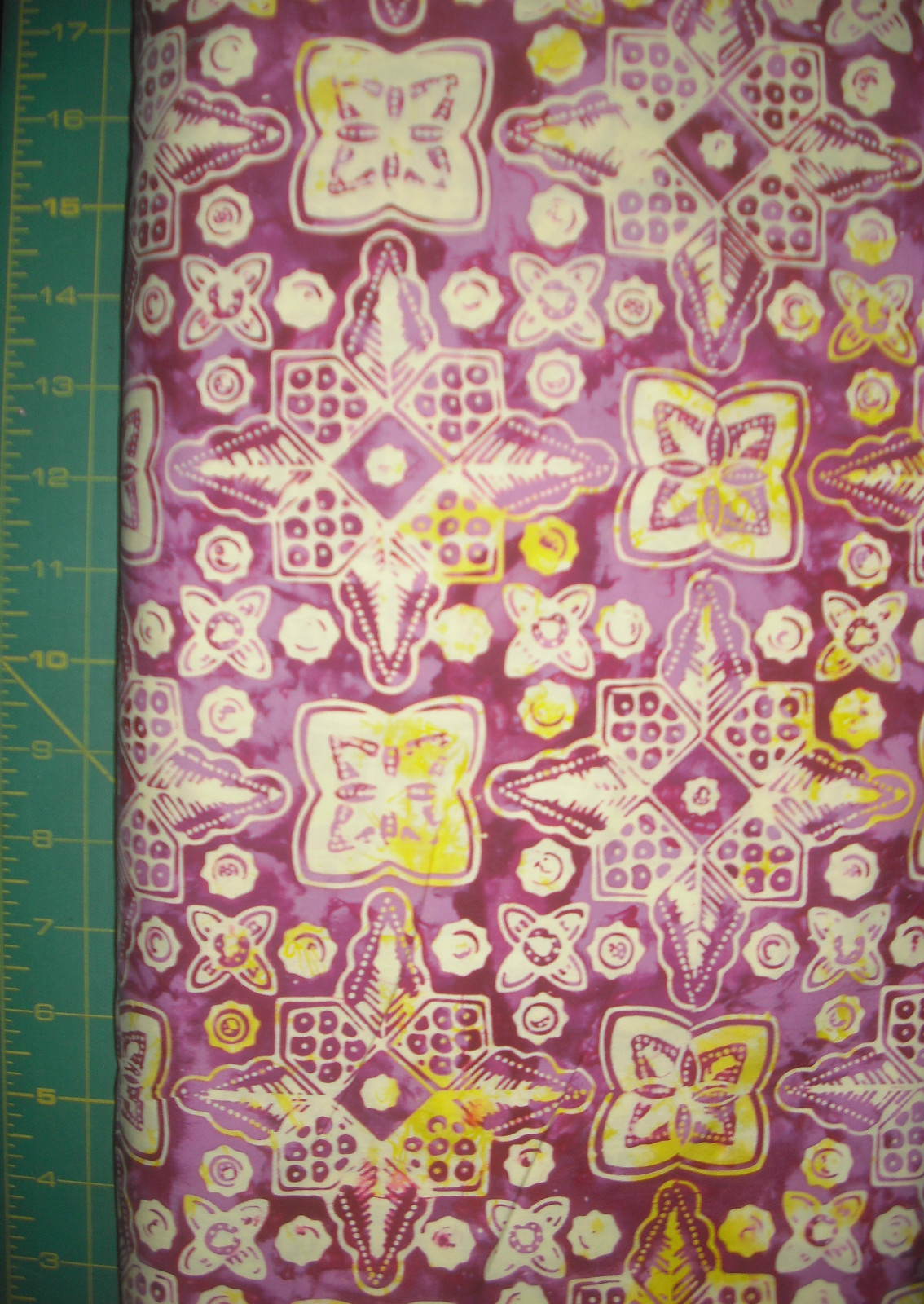 AvLyn Purple Yellow Medallion BATIK QUILT FABRIC