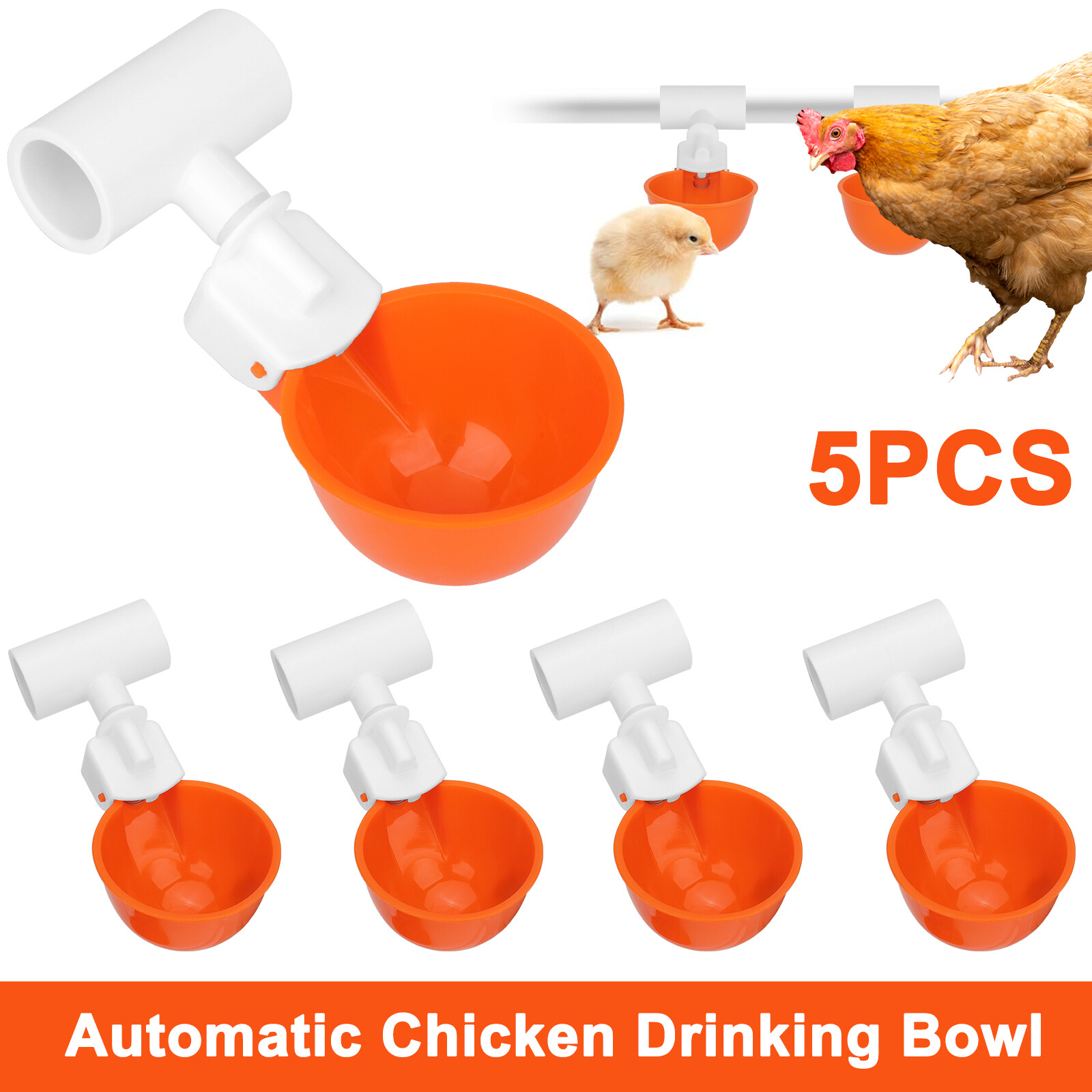 5PCS Chicken Automatic Watering Cups Poultry Drinker Waterer for Duck Quail Hen