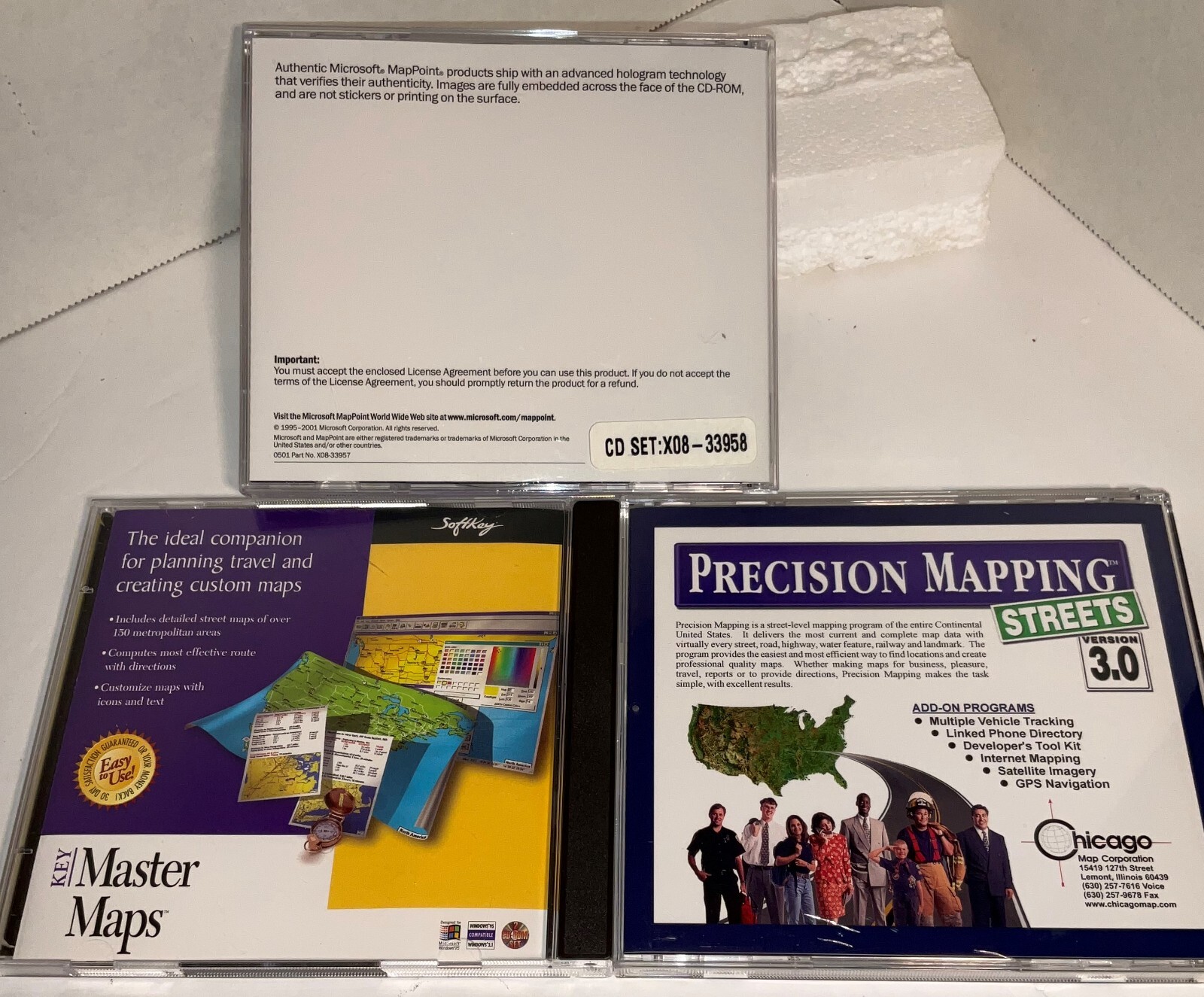 Microsoft Mappoint version 2002 + Master Maps + Precision Mapping - 3 preowned