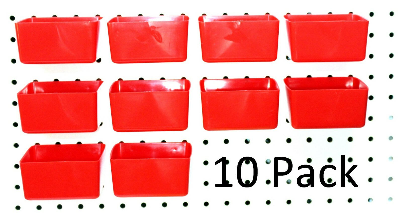 Small Plastic Red Pegboard Storage/Part Bins - 10 Pack, JSP Brand