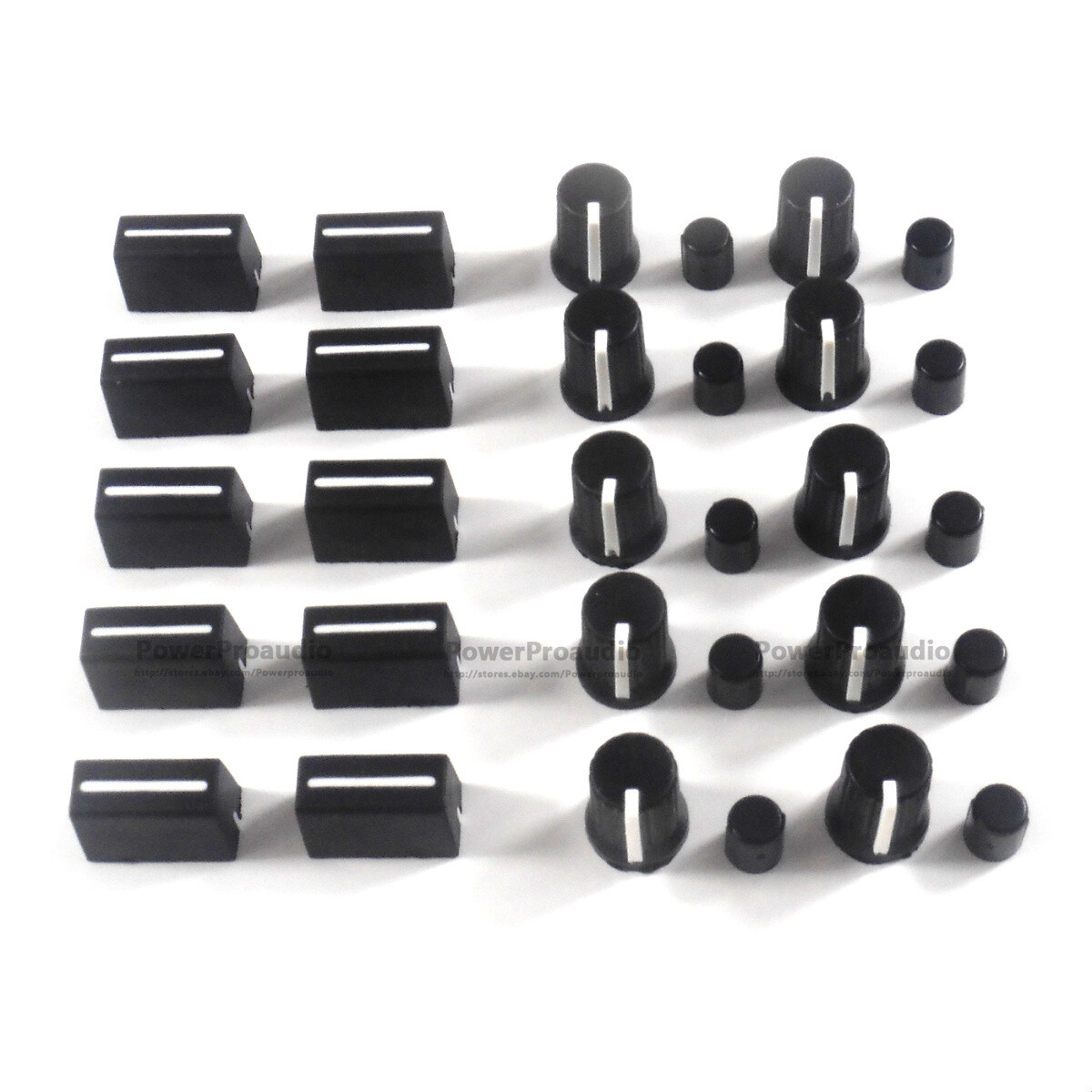 10PCS Rotary Knob+10PCS Fader Cap For Rane Mixer TTM 57 61 62 64 68 (Black)