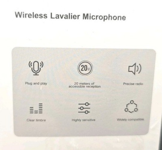 Wireless Lavalier Microphone Plug & Play 20m Range Compatible With Live Recordin