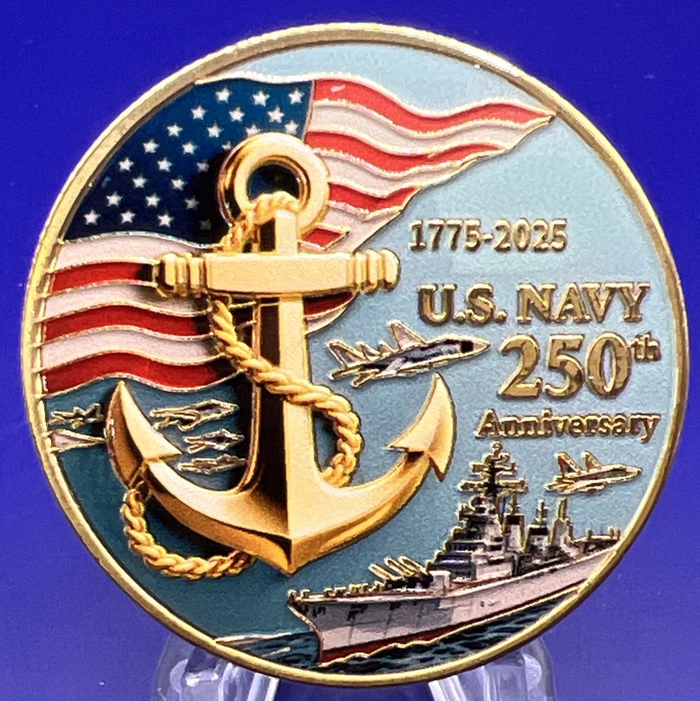 *US Navy Challenge Coin 250th Anniversary Medal New Coin In Capsule To Protet it