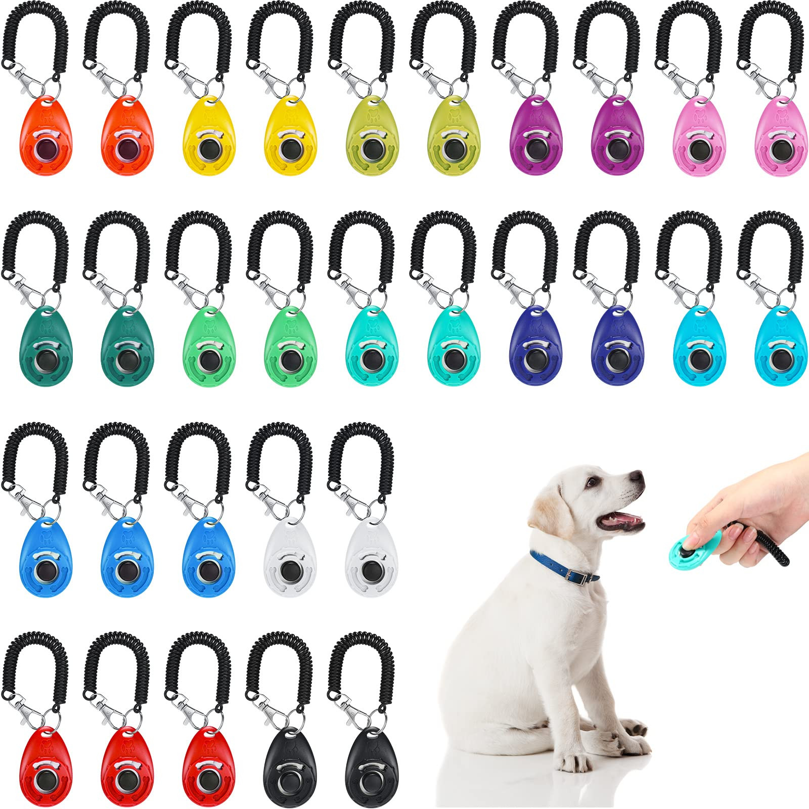 30 Pcs Dog Training Clicker Pet Training Clicker with Wrist Strap Dog Clicker...