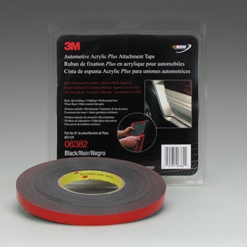 3M 06832 Automotive Acrylic Plus Attachment Tape, Black, 1.12 mm, 1/2 in x 20 yd
