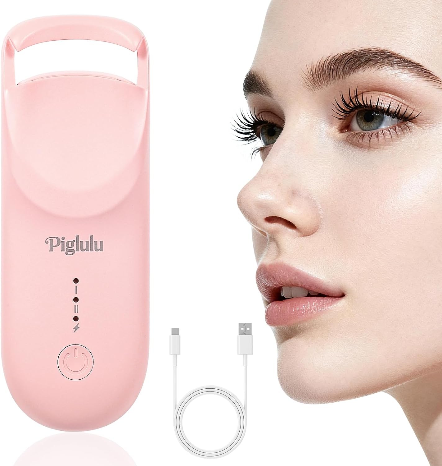 Heated Eyelash Curler, Mini Electric Eyelash Curler 2-Level Temp Control