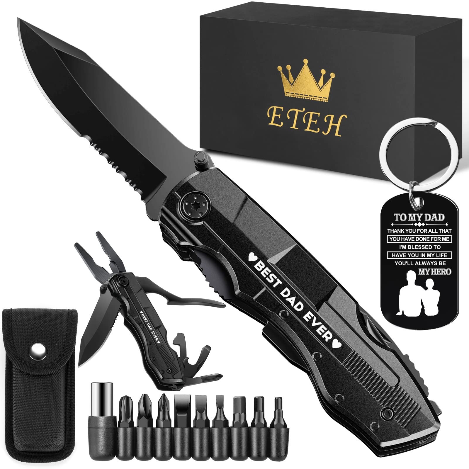 Fathers Day Dad Gifts from Daughter Son Wife Kids,BEST DAD EVER Black