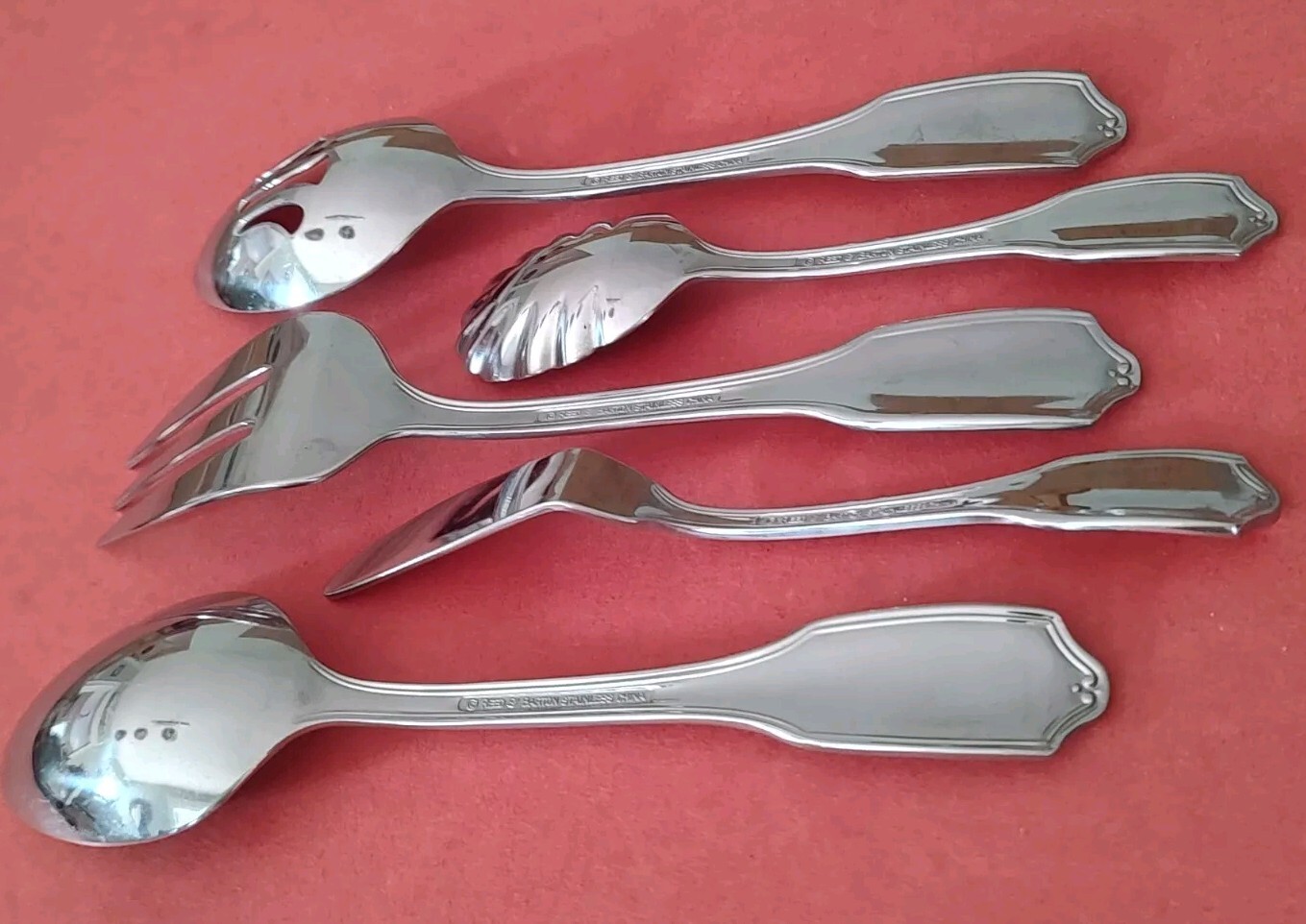 5pc Reed & Barton NELSON Serving Fork Spoons Sugar Butter Knife Stainless