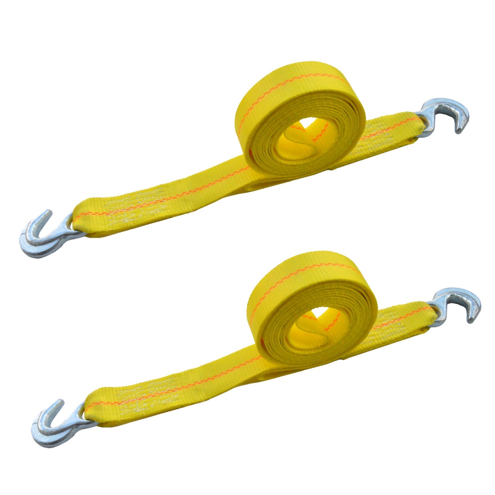 2 Pack 2" x 15' Heavy Duty Tow Strap With Slip Hook 5,000 lbs Breaking Strength