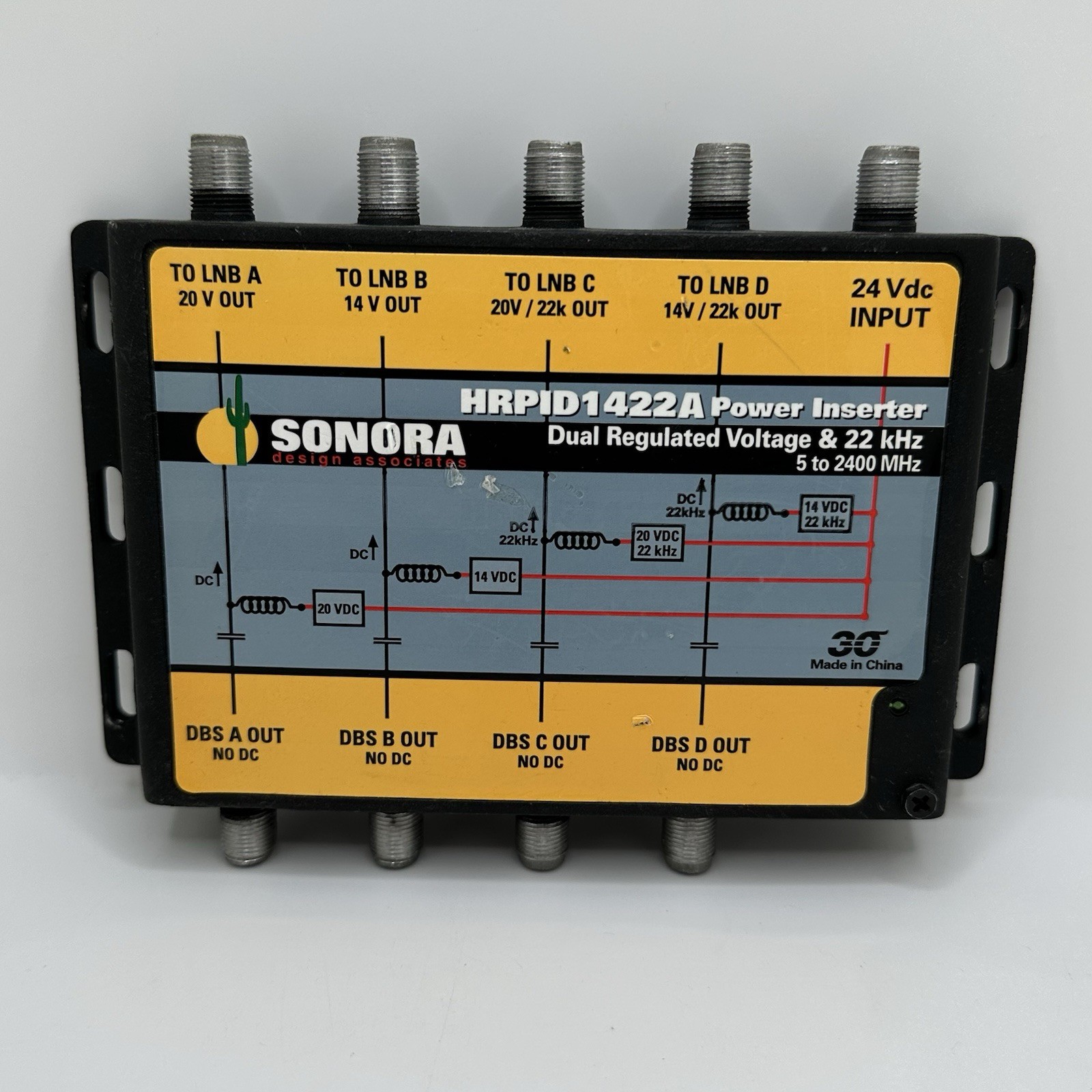 Sonora HRPID1422A Power Inserter + 24V Power Supply Dual Regulated Voltage