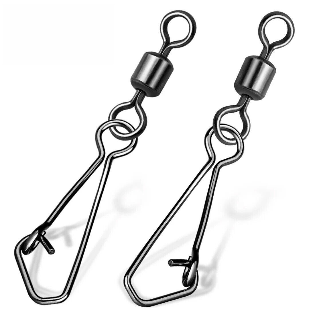 50~200Pcs Fishing Swivels with Snap Quick Change Swivel Saltwater Fishing Tackle