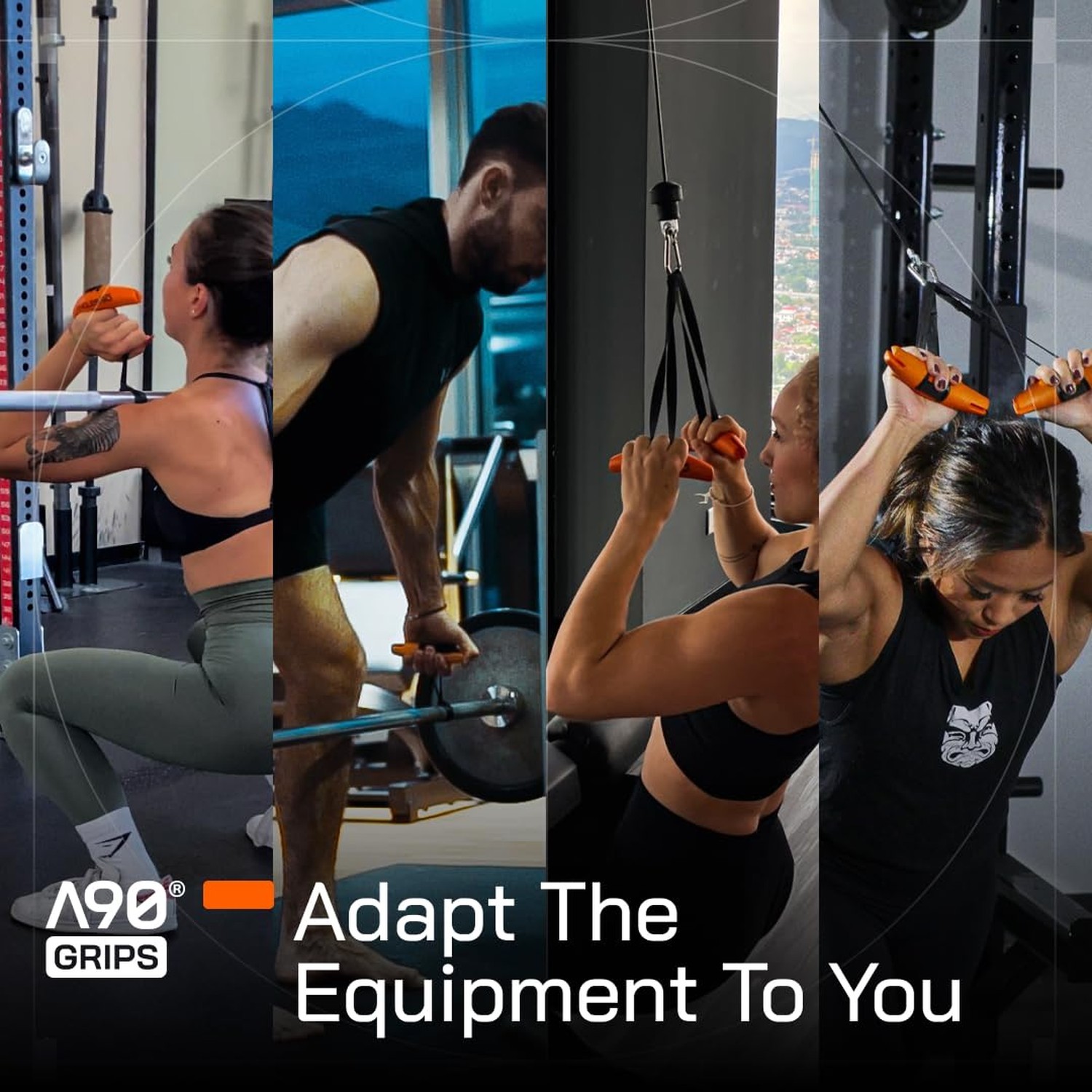 Angles90 Original Pull-Up Grips - Lat Pulldown Attachment - T-Bar Row & Cable...