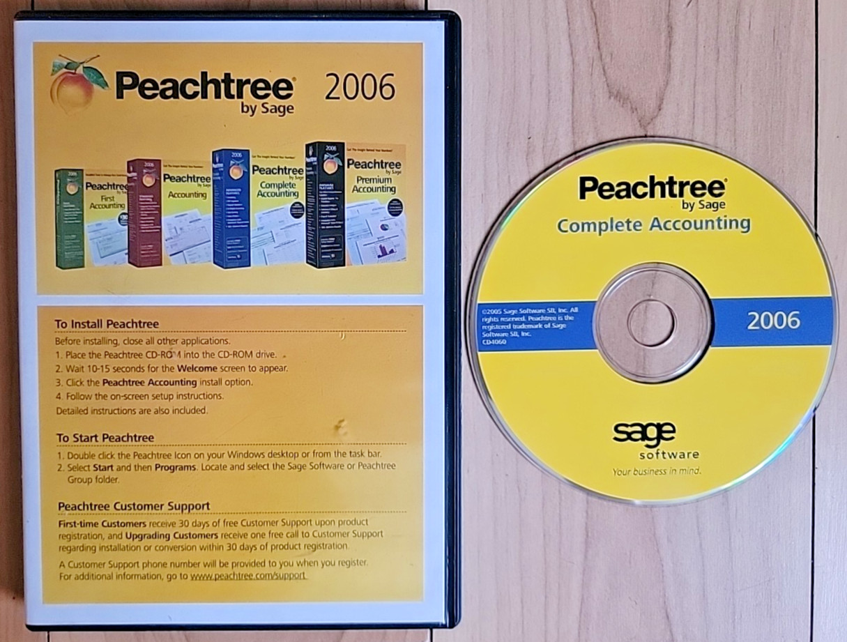 Peachtree by Sage Accounting 2006 - CD Software With S/N - READ-