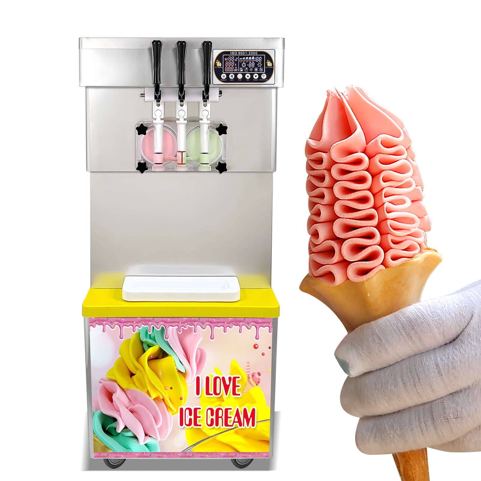 95% New Kolice Commercial ETL3 flavors Soft Ice Cream Machine,2+1 mixed flavors