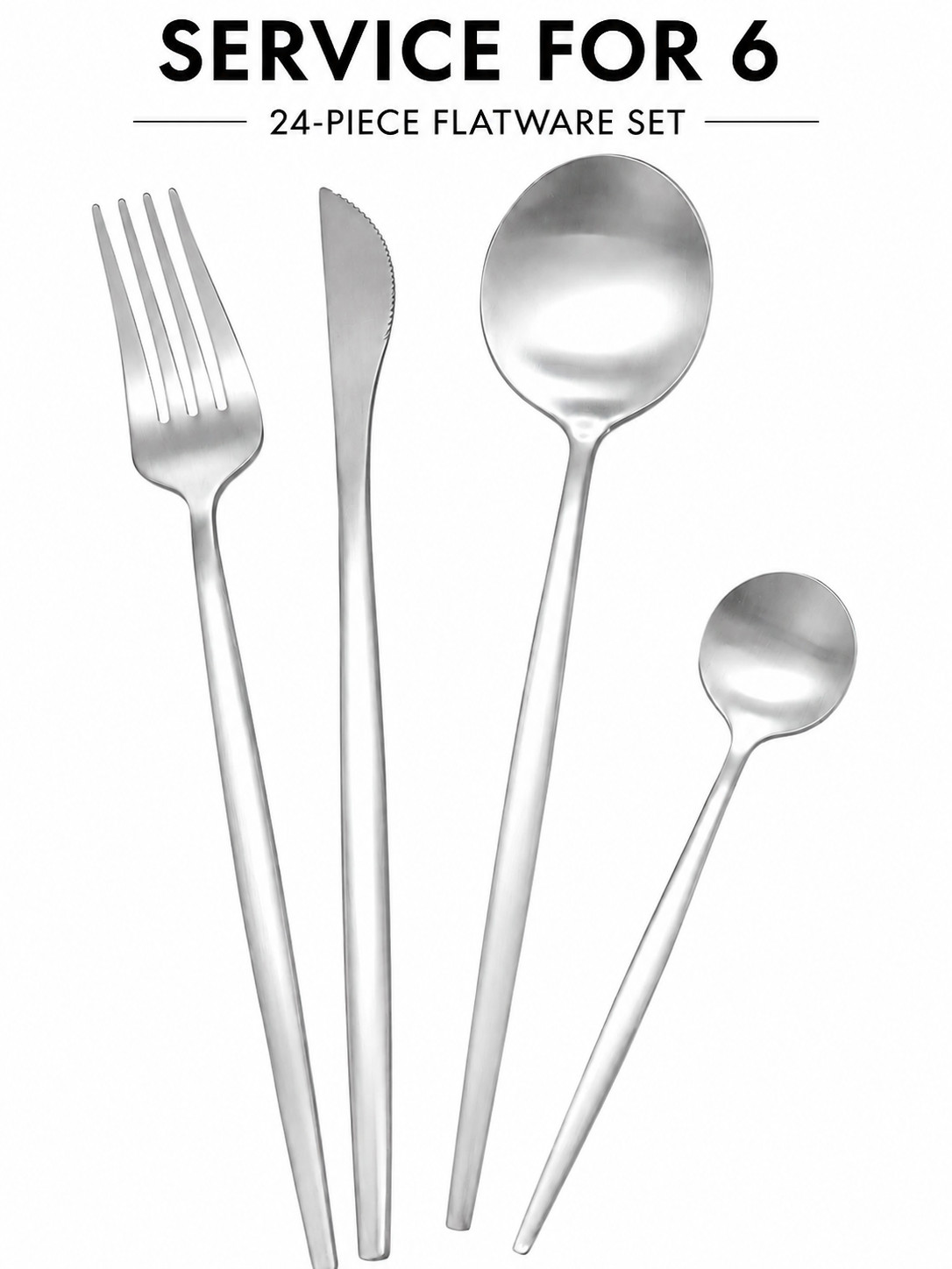 24Pc Silverware Set Stainless Steel Flatware Cutlery Set Service 6