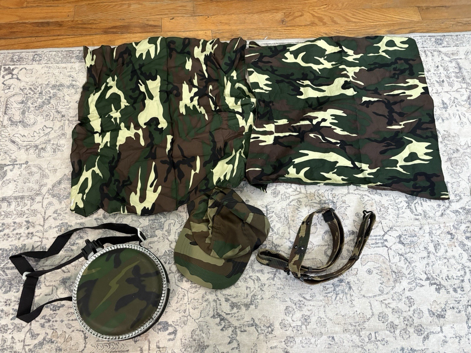 Rothco Woodland Camo Mini Desert Canteen, kids camo hat, scarves, belt military