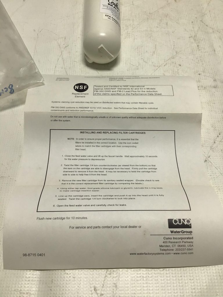 NSF CoolerMate Composite Sediment Lead Filter; 47-55711CM -NOS