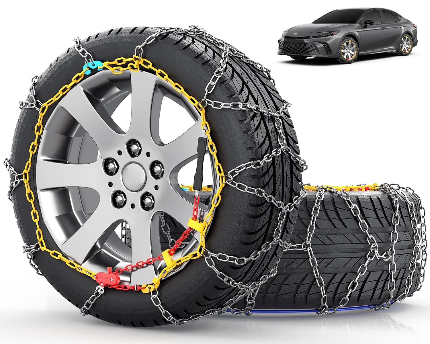 Snow-Chains Easy Install Tire-Chains, One-Pull Fit Design Tire Snow Chains for P