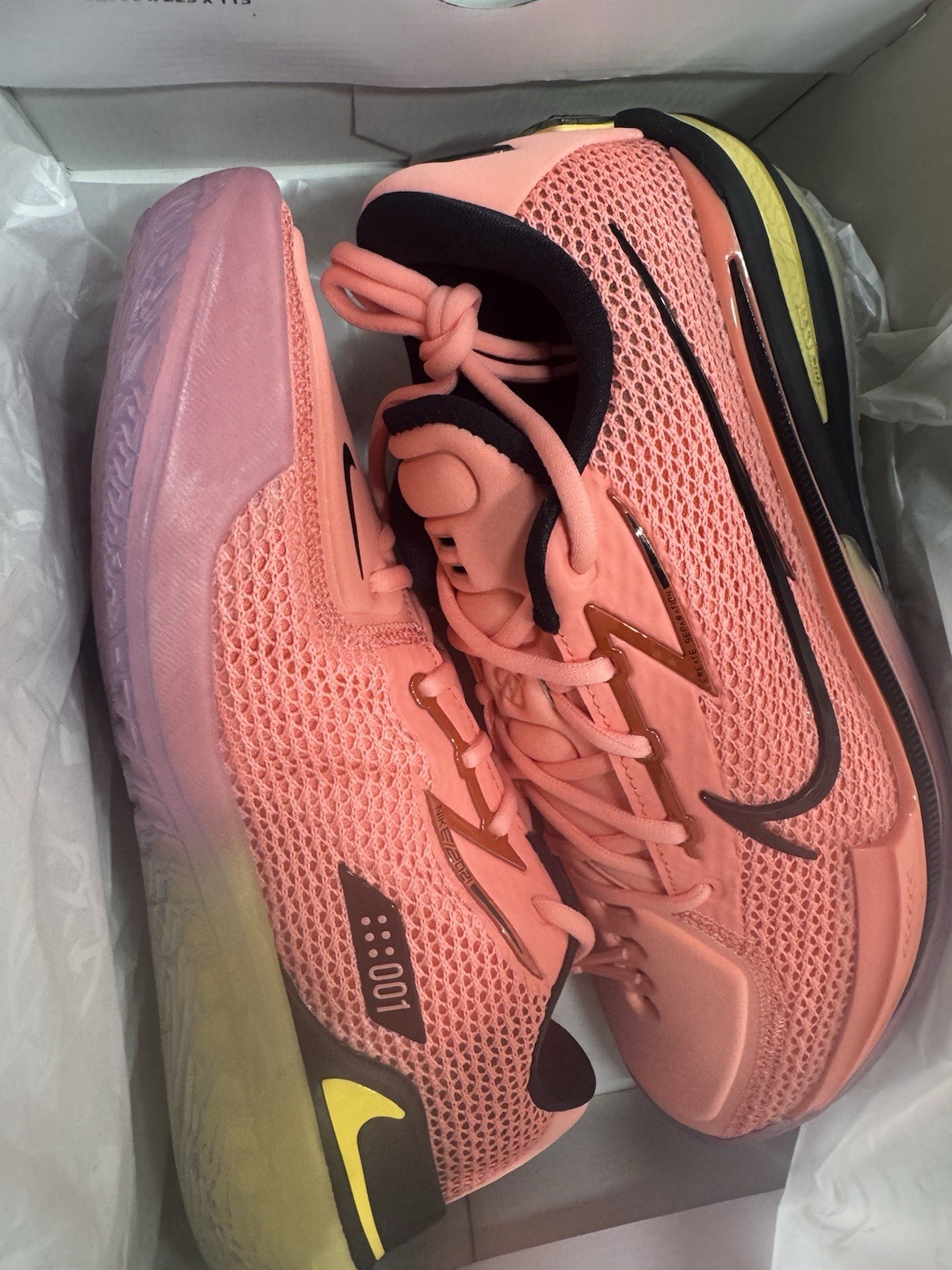 Nike Air Zoom GT Cut EYBL Pink Black Gold Low Top Mesh Basketball Sneaker
