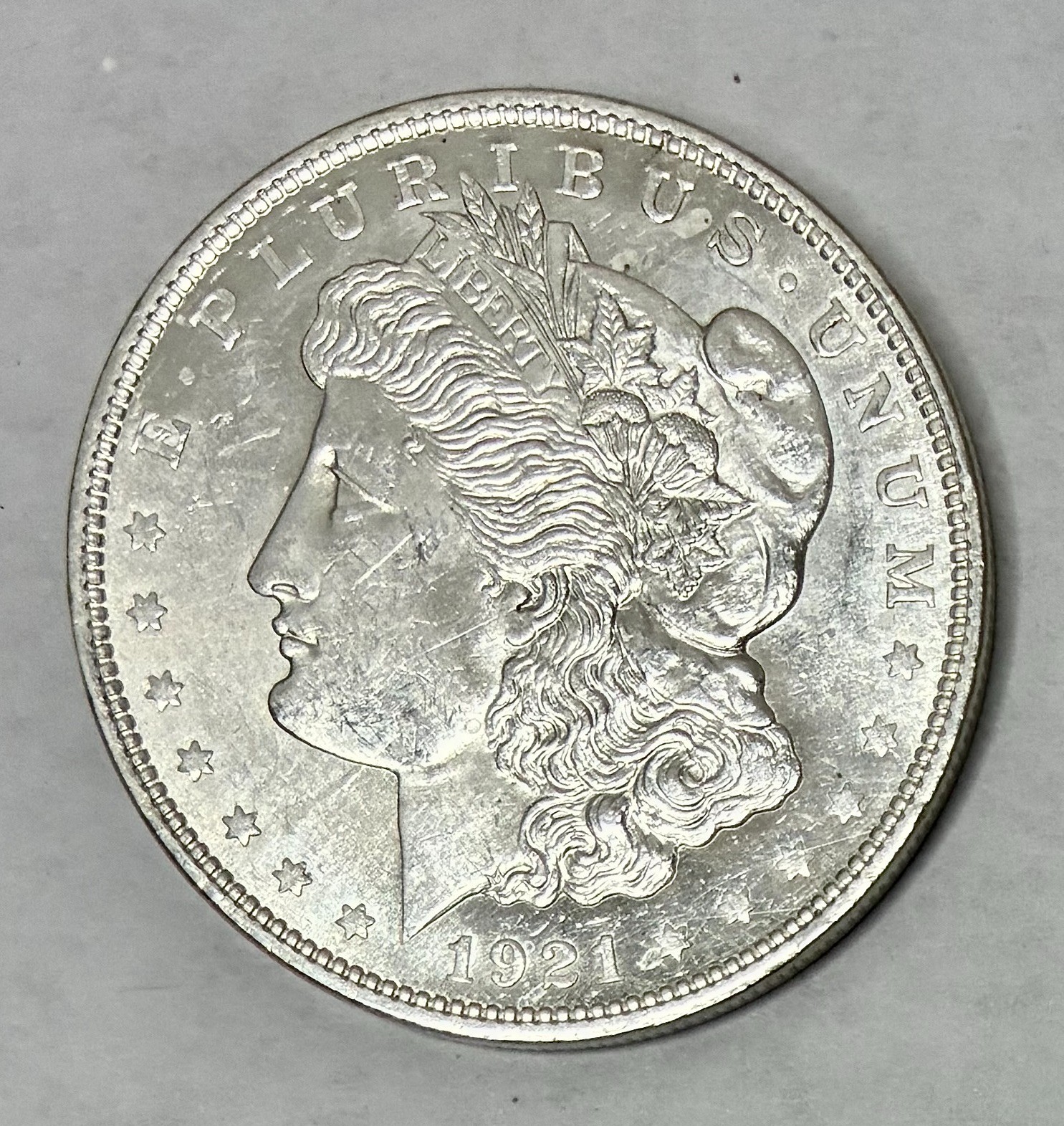 1921 Morgan Silver Dollar, Brilliant Uncirculated, Very Reflective