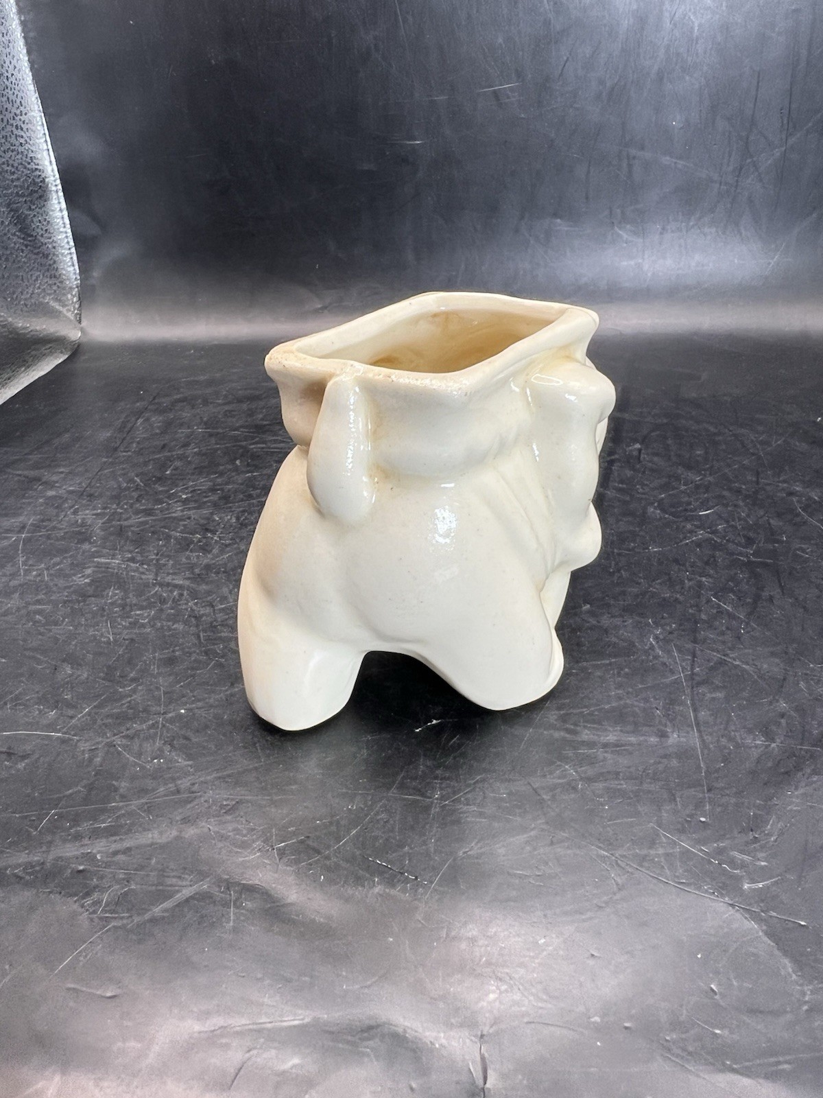 Vintage Small White Elephant Planter 3” Tall READ