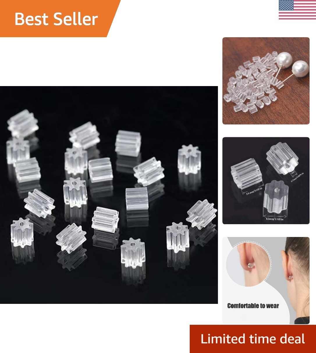Silicone Earring Backs, 200 Pcs Soft Clear Hypoallergenic Replacement Stopper...