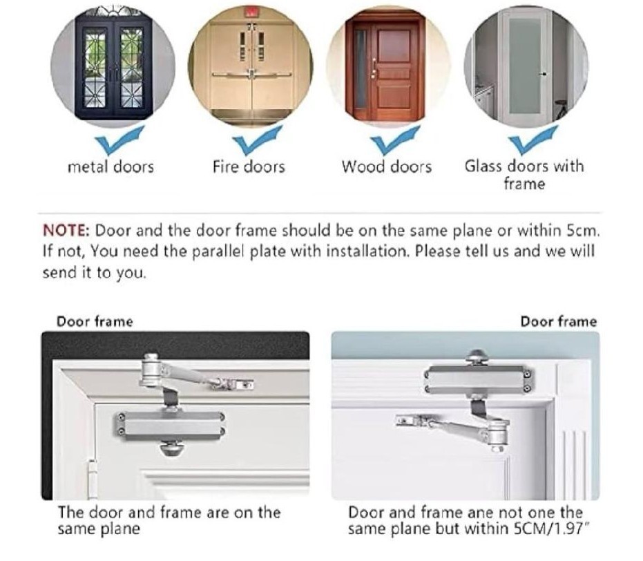 Marie Hold Open Door Closer Applies Regular,Top Jamb Mounting,Adjustable Auto...