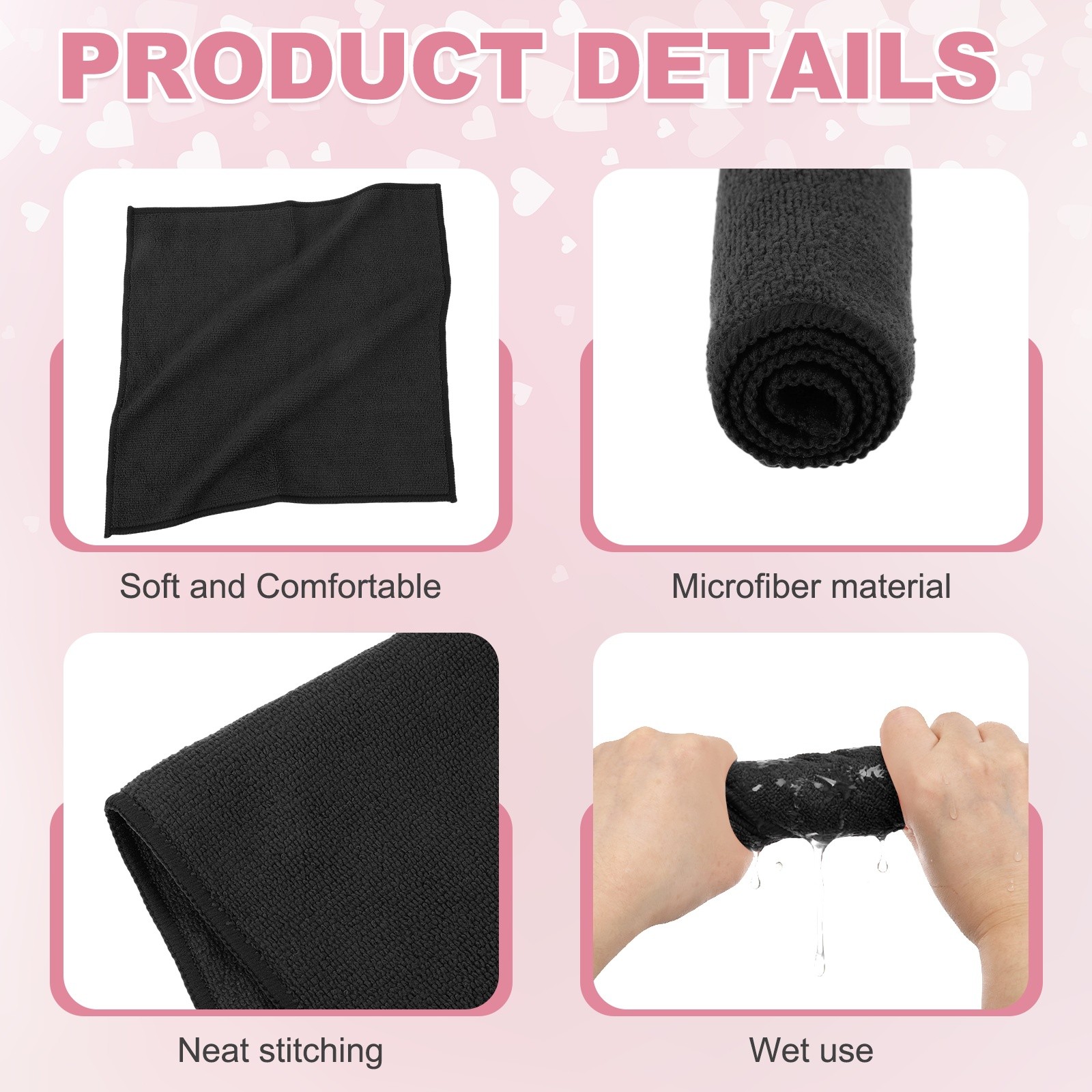 5 Pcs Microfiber Cleaning Cloth Black(Square) 11.8"X11.8"