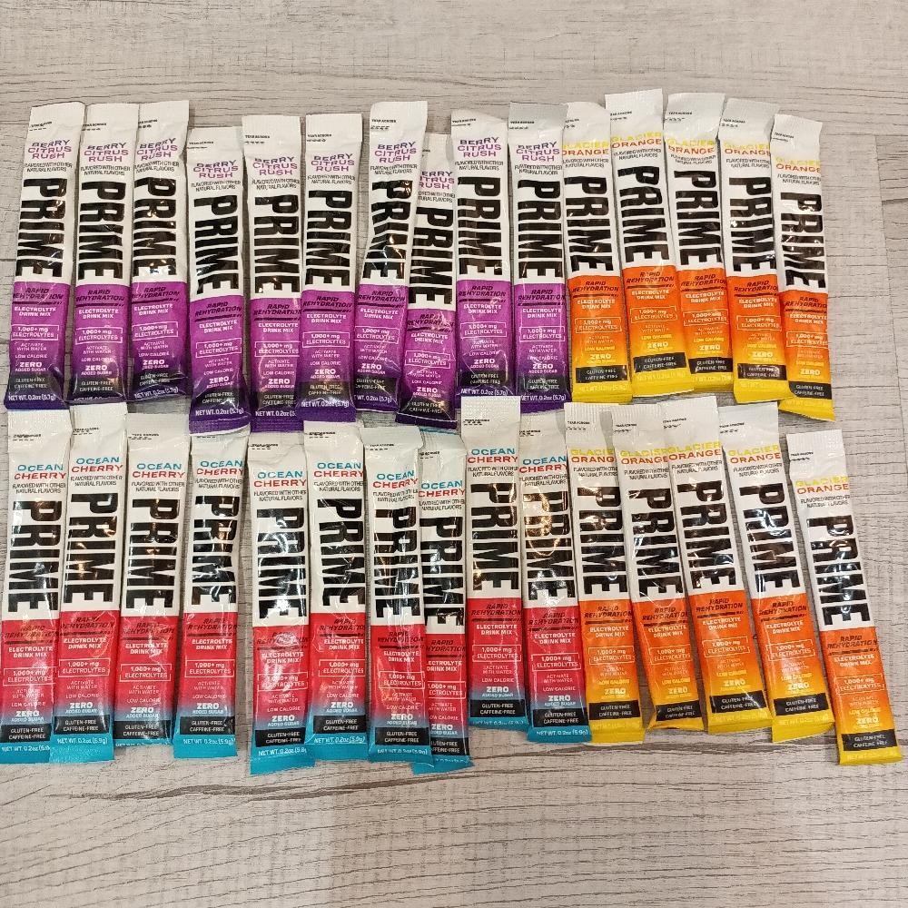 *09/2027* Prime Rapid Hydration Varitey Pack 30 packets Berry Citrus Rush,