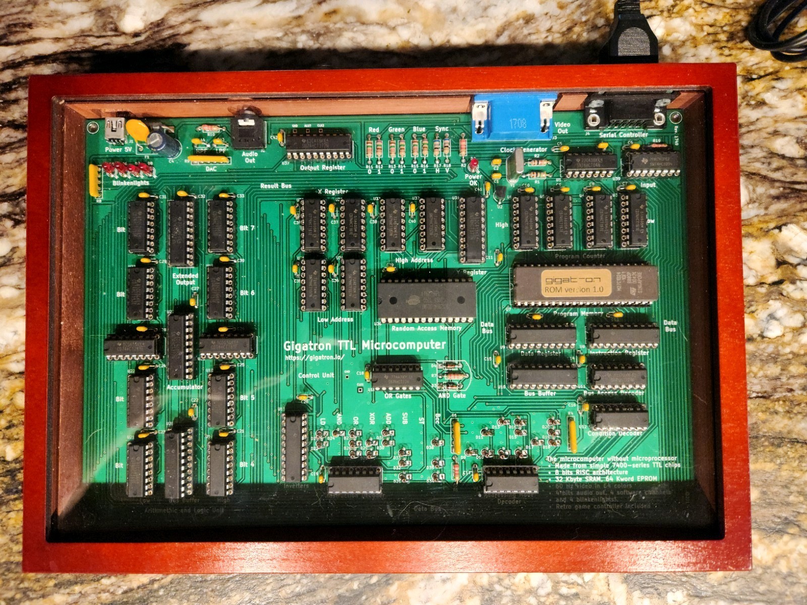 ​Gigatron TTL Microcomputer, Fully Assembled in Custom Wood Case with Controller