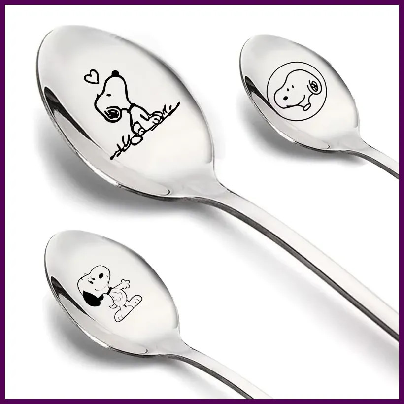 Snoopy Spoon Stainless Steel Baby Cutlery Dessert Cake Ice Cream Cute Cartoon