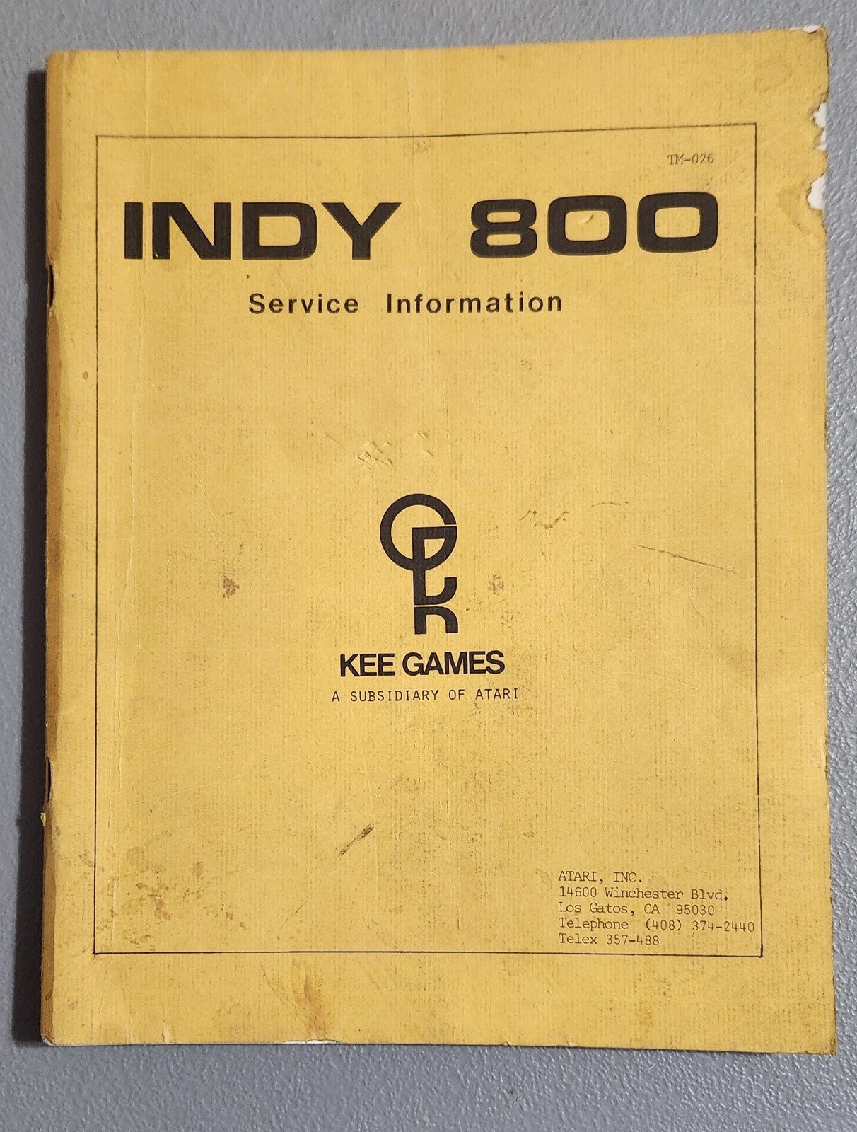 Indy 800 ATARI Service Manual W/Schematics TM-026 & Monitor Troubleshoot #25MB