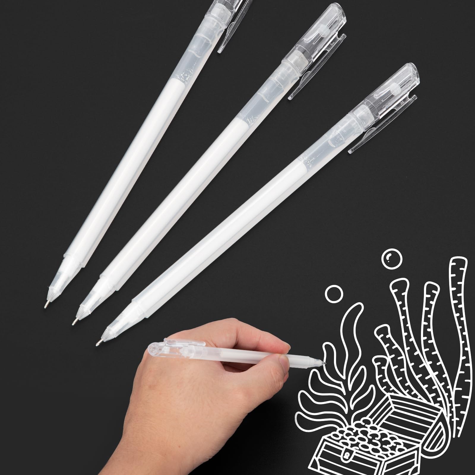 White Gel Pen White Ink Pen Set Point Gel Pens for Black Paper Art Drawing Jo...