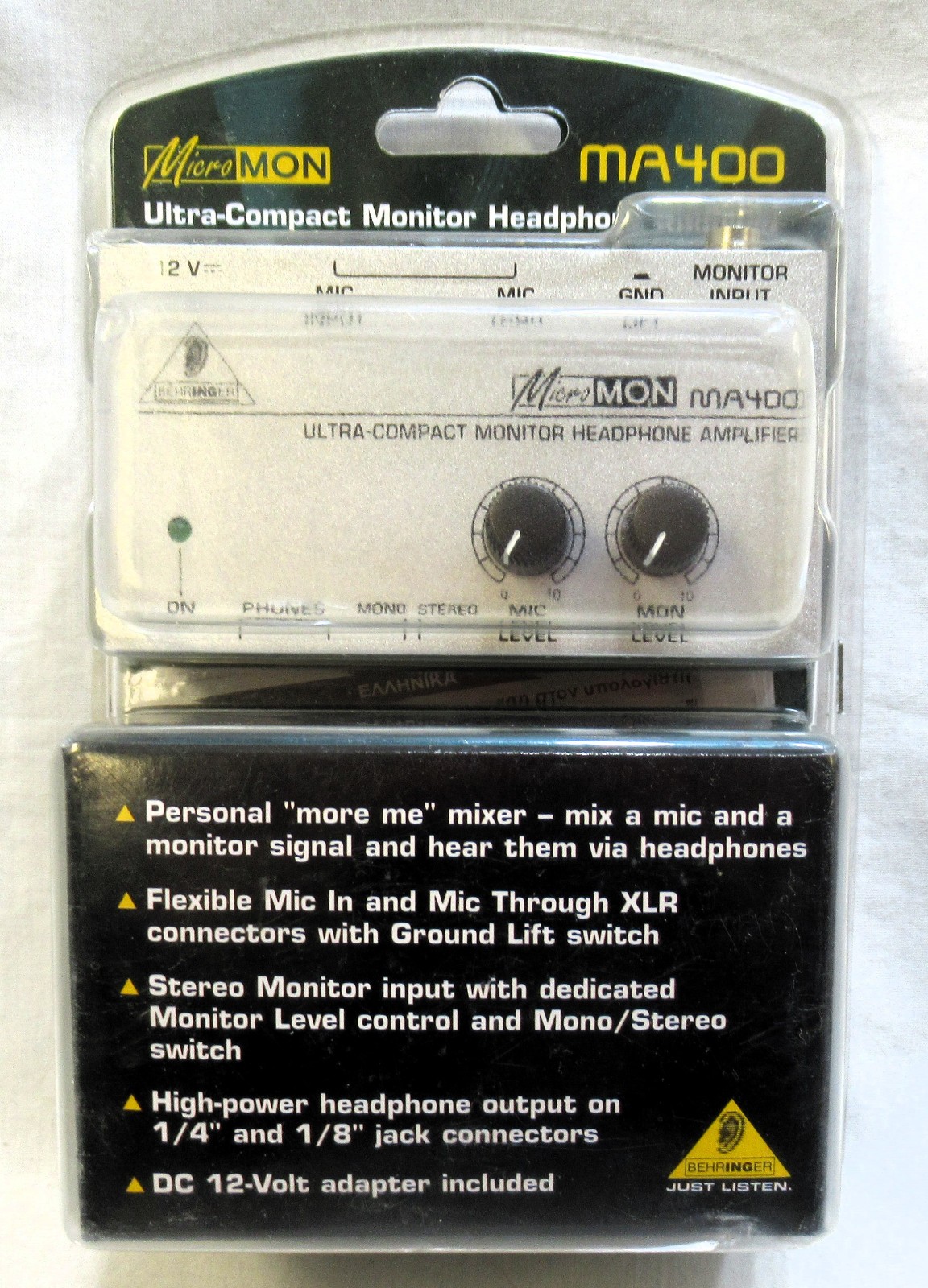 Behringer MA400 MICROMON Ultra Compact Monitor Headphone Amplifier Mic