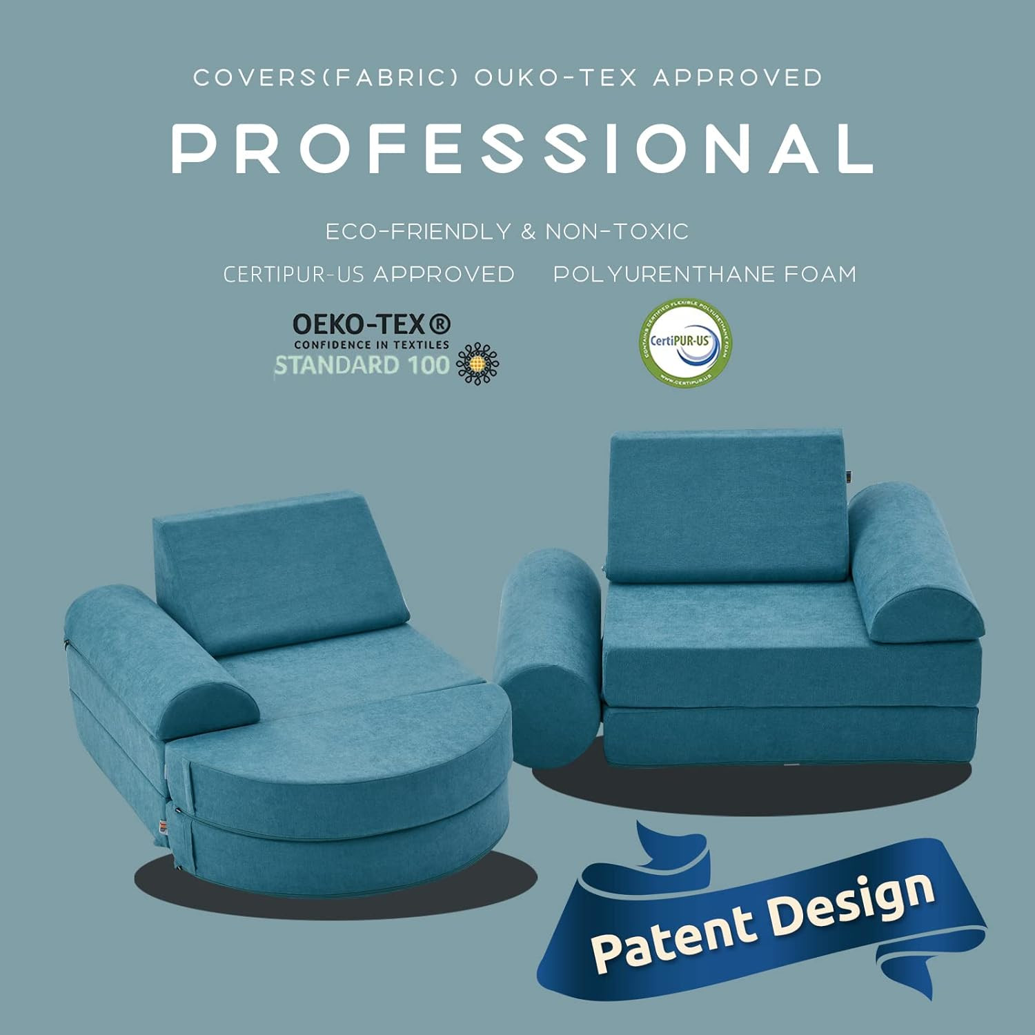 Luxury Modular Foam Couch for Kids & Adults - Playhouse Set (Teal)